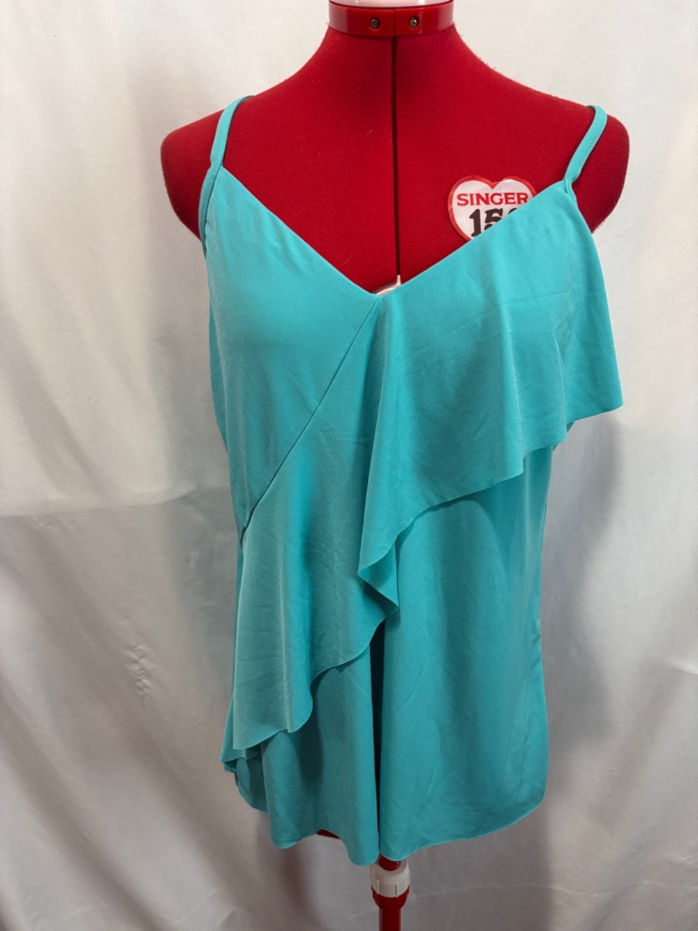 Ruffle-Front Tankini Top in Turquoise